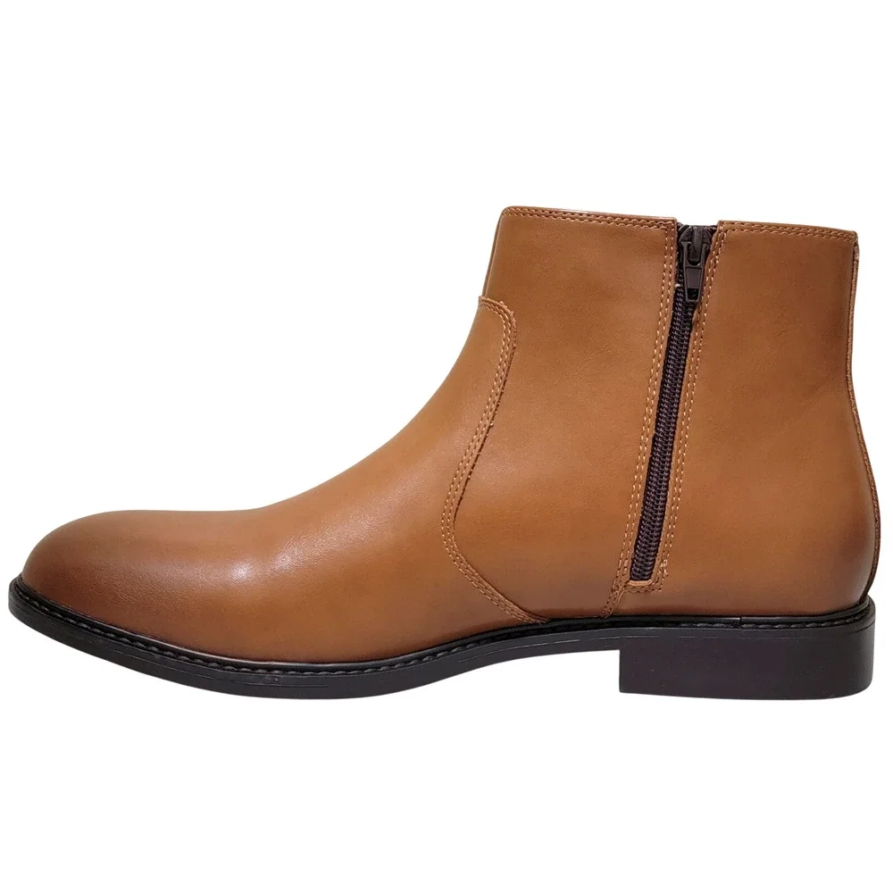 Alfani Men Liam Side Zip Dress Boots Size US 11.5M Brown Faux Leather